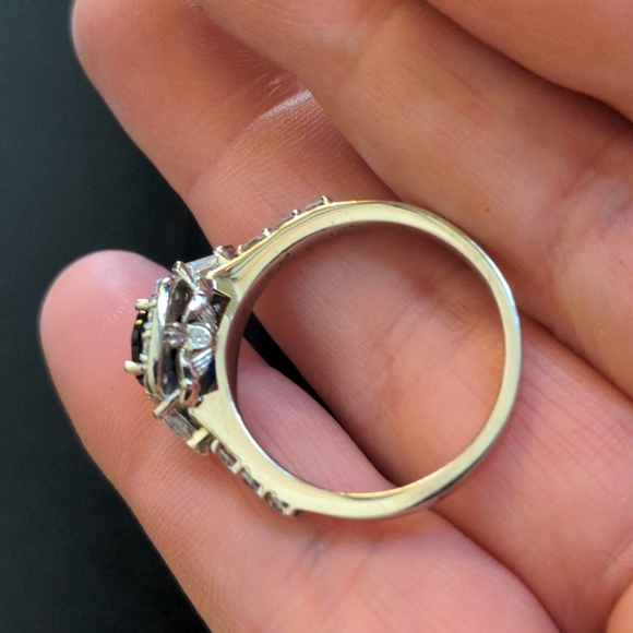 .925 Sterling silver and sapphire engagement ring size 11 - Picture 2 of 5